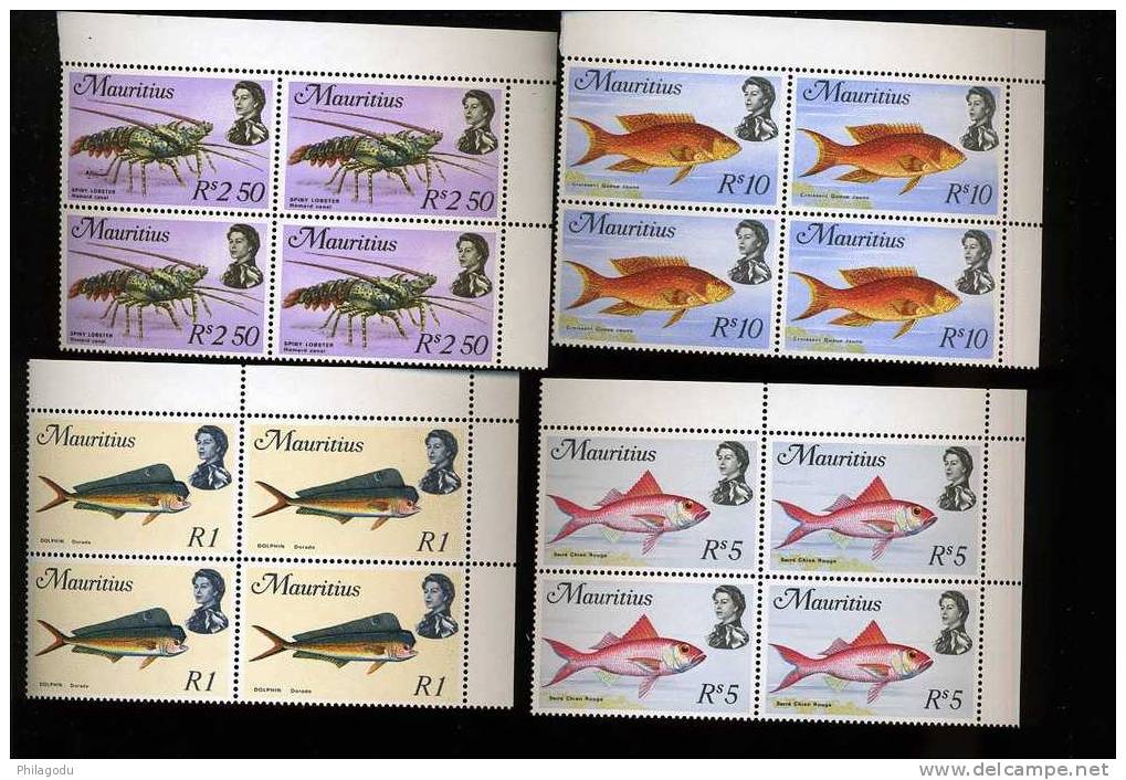 POISSONS  FISH  Blocs De 4   ++   Yvert    329/346  Cote 4x40 Euros  ++  Neuf Sans Charnière  Postfrich ++ - Mauricio (1968-...)