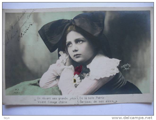 Guerre 1914  Alsace, Alsacienne, Petite Fille Beau Plan Clayette Phot - Patriottiche