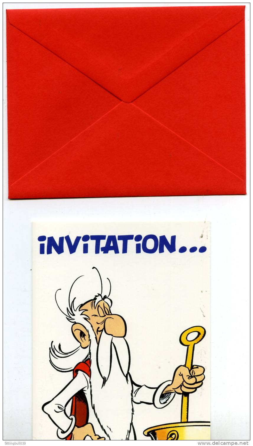 ASTERIX. CARTE INVITATION. AVEC PANORAMIX. Ed. CARLTON / Ed. Albert René / GOSCINNY -UDERZO. 1995. épuisée ! - Astérix