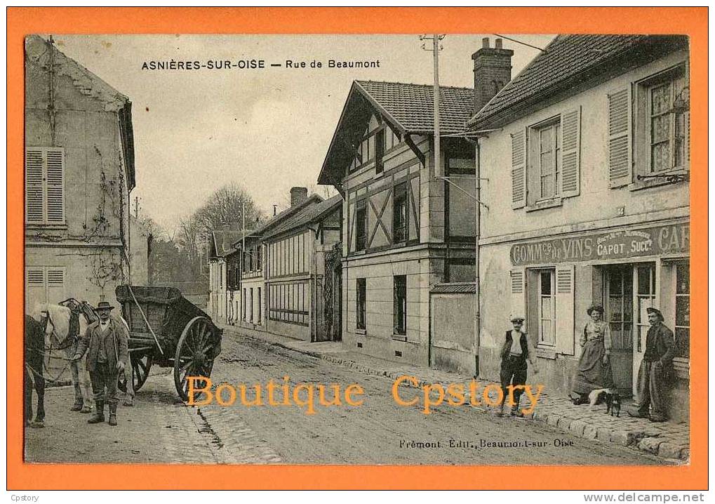 95 - ASNIERES Sur OISE - Rue De Beaumont - Café Et Commerce De Vins Maison Capot - Asnières-sur-Oise