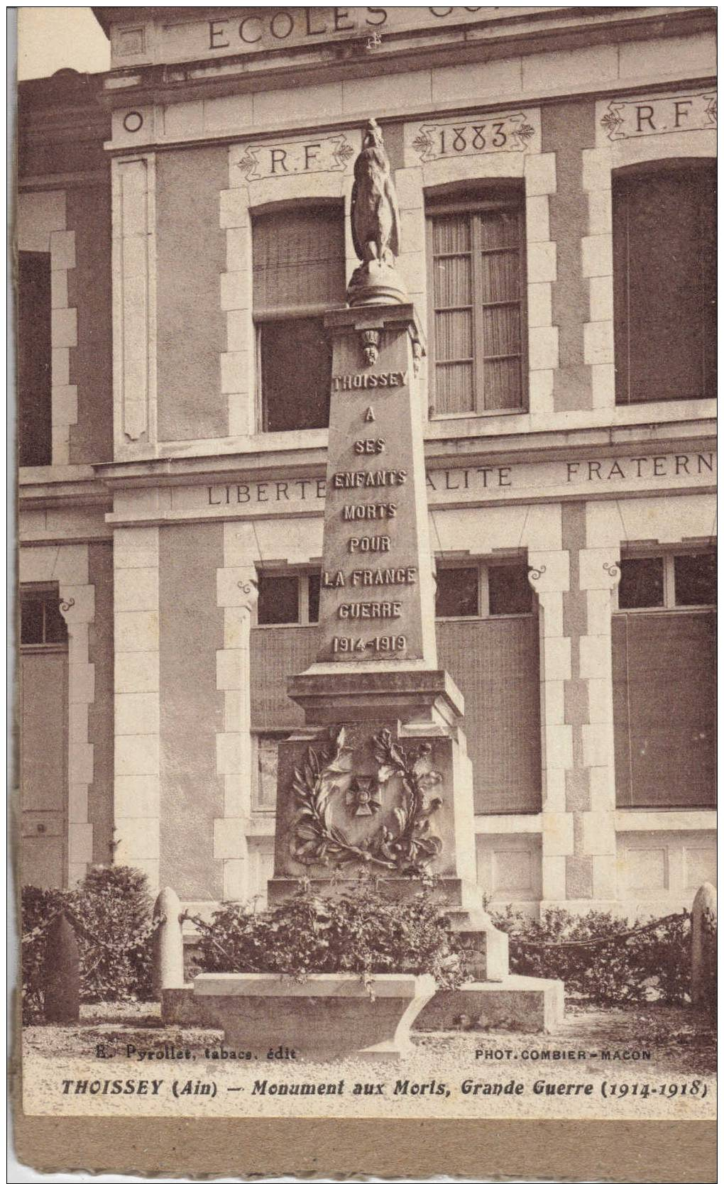 AIN. THOISSEY. MONUMENT AUX MORTS DE LA GUERRE 1914-1918. - Unclassified