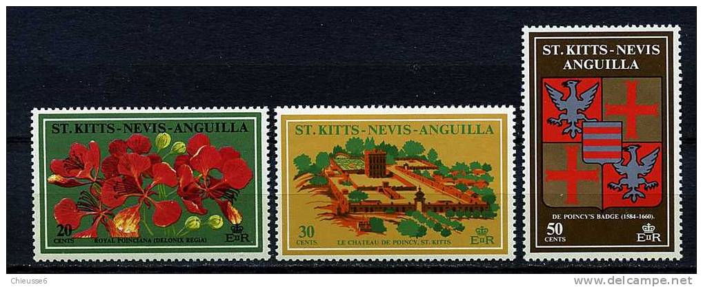 ST Christophe ** N° 255 à 257 - En Souvenir De L´arriévée Aux Antilles De P. De Poincy - St.Kitts E Nevis ( 1983-...)