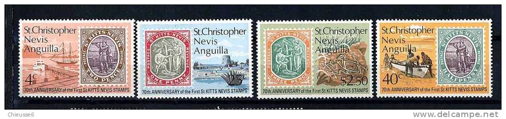 ST Christophe ** N° 283 à 286 - 70e Ann. Du 1er Timbre-poste De St Christophe - St.Kitts Und Nevis ( 1983-...)