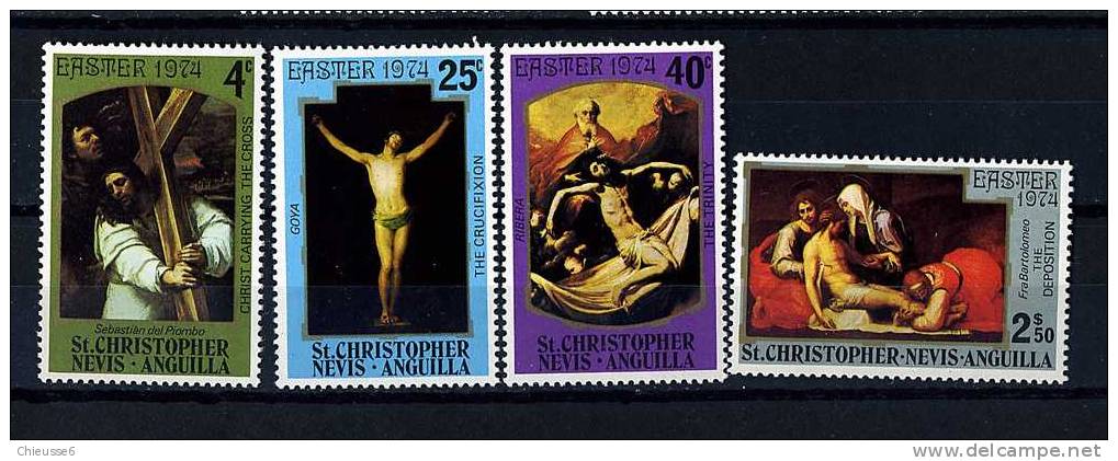 ST Christophe ** N° 293 à 296 - Pâques. Tableaux - St.Kitts And Nevis ( 1983-...)