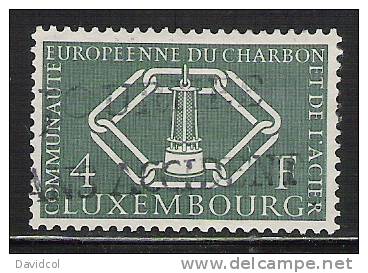 Q288.-. LUXEMBOURG / LUXEMBURO.- 1956.- SCOTT # 317.- USED. 6 LINK CHAIN  MINER`S  LAMP - Used Stamps