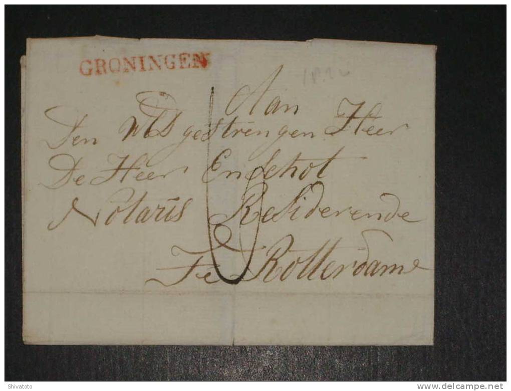 (891) Stampless Cover From Groningen To Rotterdam  – No Letter - ...-1852 Prephilately