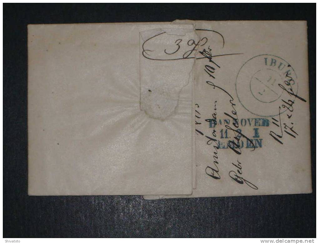 (899) Stampless Cover From Amsterdam  To Laer 1863 Vua Iburg – Hannover -Emden - ...-1852 Préphilatélie