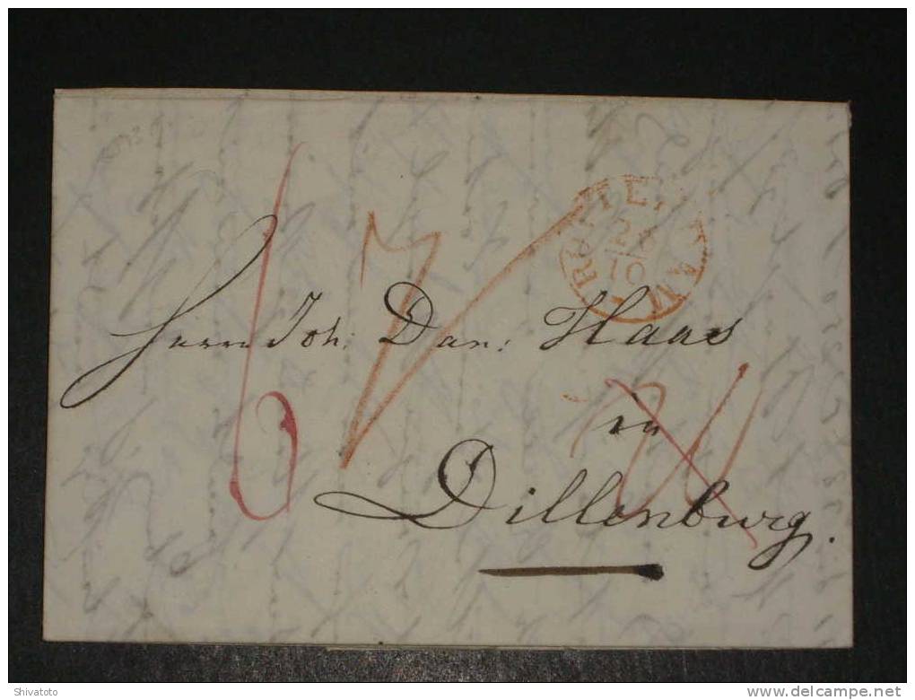 (918) Stampless Cover From Rotterdam  To Dillenburg 1839 - ...-1852 Préphilatélie
