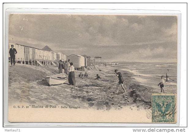 TOSCANA MARINA DI PISA SULLA SPIAGGIA FG VIAGGIATA 1906 - Formato Piccolo - - Pisa