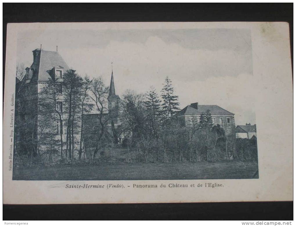 SAINTE-HERMINE - Panorama Du Château Et De L´Eglise - Voyagée Le 3 Janvier 1909 - Sainte Hermine