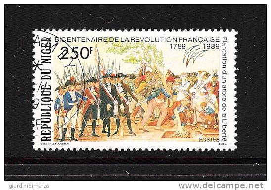 REPUBLIQUE DU NIGER - 1989 - VALORE OBLITERATO DA 200 F. DEDICATO ALLA RIVOLUZIONE FRANCESE - IN BUONE CONDIZIONI. - Franz. Revolution