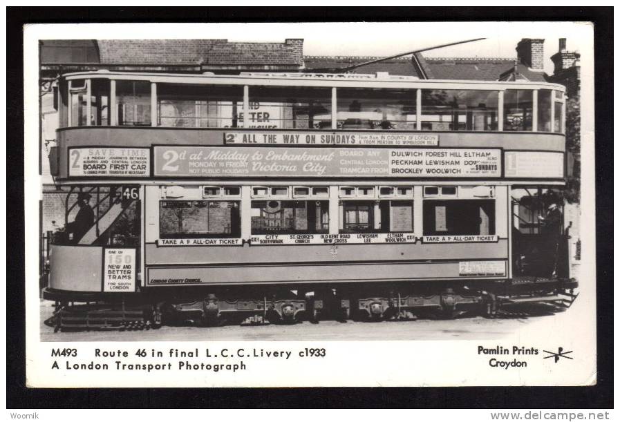 London Tranport Tram C1933 ~ B&W R/Photo - Tramways