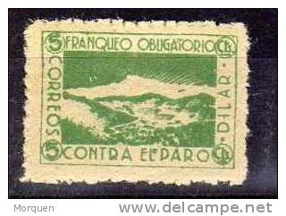 Viñeta Contra El Paro DILAR, 5 Cts Verde , Guerra Civil ** - Spanish Civil War Labels