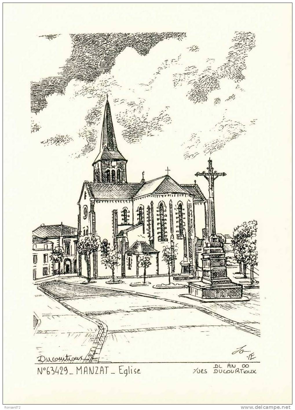 63 MANZAT - Eglise  - Illustration Yves Ducourtioux - Manzat
