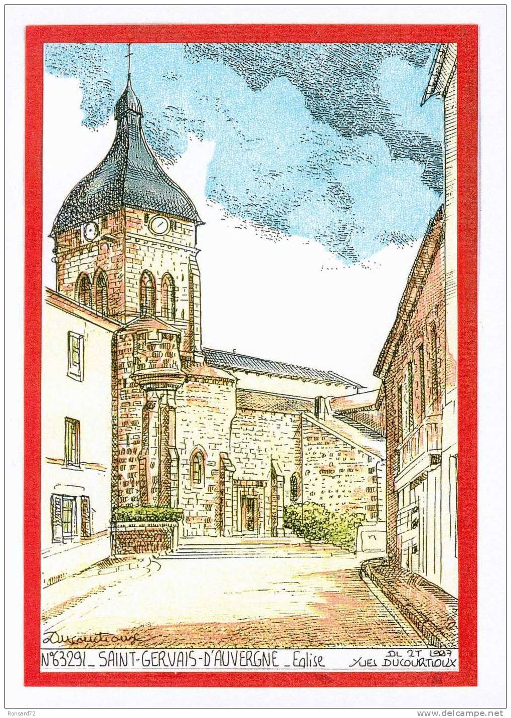 63 SAINT-GERVAIS-D'AUVERGNE - Eglise - Illustration Yves Ducourtioux - Saint Gervais D'Auvergne