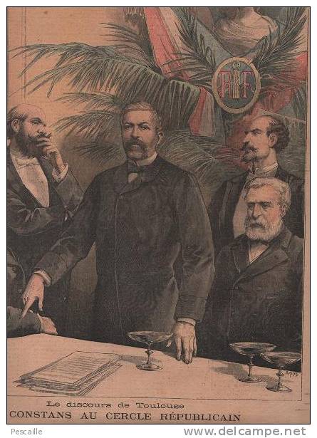 LE PETIT JOURNAL 24 JUIN 1893 - M. CONSTANS AU CERCLE REPUBLICAIN TOULOUSE - INCENDIE DE PONEY HAMEAU VOISIN D'ANNECY - Le Petit Journal