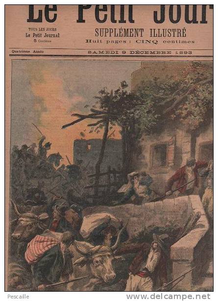 LE PETIT JOURNAL 09 DECEMBRE 1893 - SICILE PILLAGE D'UNE MAISON - TEMPETE EN FRANCE CALAIS - YAGOU CHEVAL DE NAPOLEON - Le Petit Journal