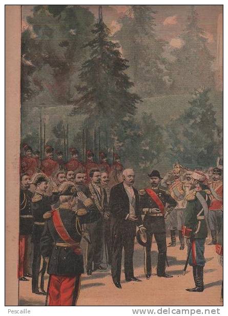 LE PETIT JOURNAL 05 SEPTEMBRE 1897 - PRESIDENT FELIX FAURE EN RUSSIE / NICOLAS II / PETERHOF - CONDAMNATIONS D´ANIMAUX - Le Petit Journal