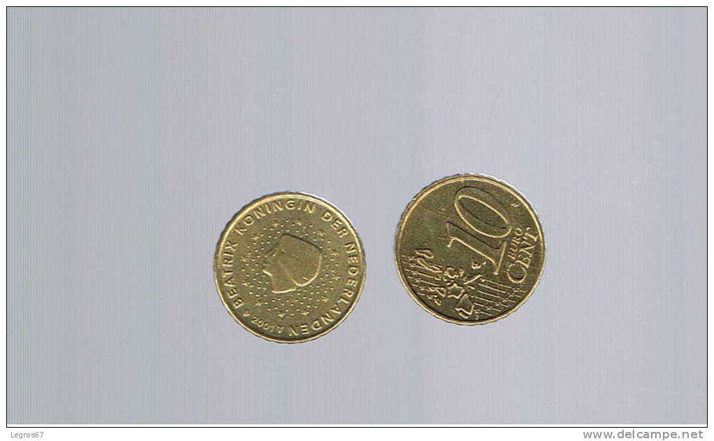 PIECE DE 10 CT EURO PAYS BAS 2001 - Pays-Bas