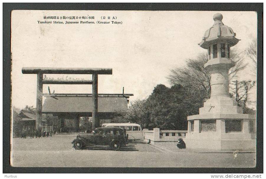 JAPAN YASUKUNI SHRINE, TOKIO TOKYO  , CAR, BUS, OLD  POSTCARD - Tokyo