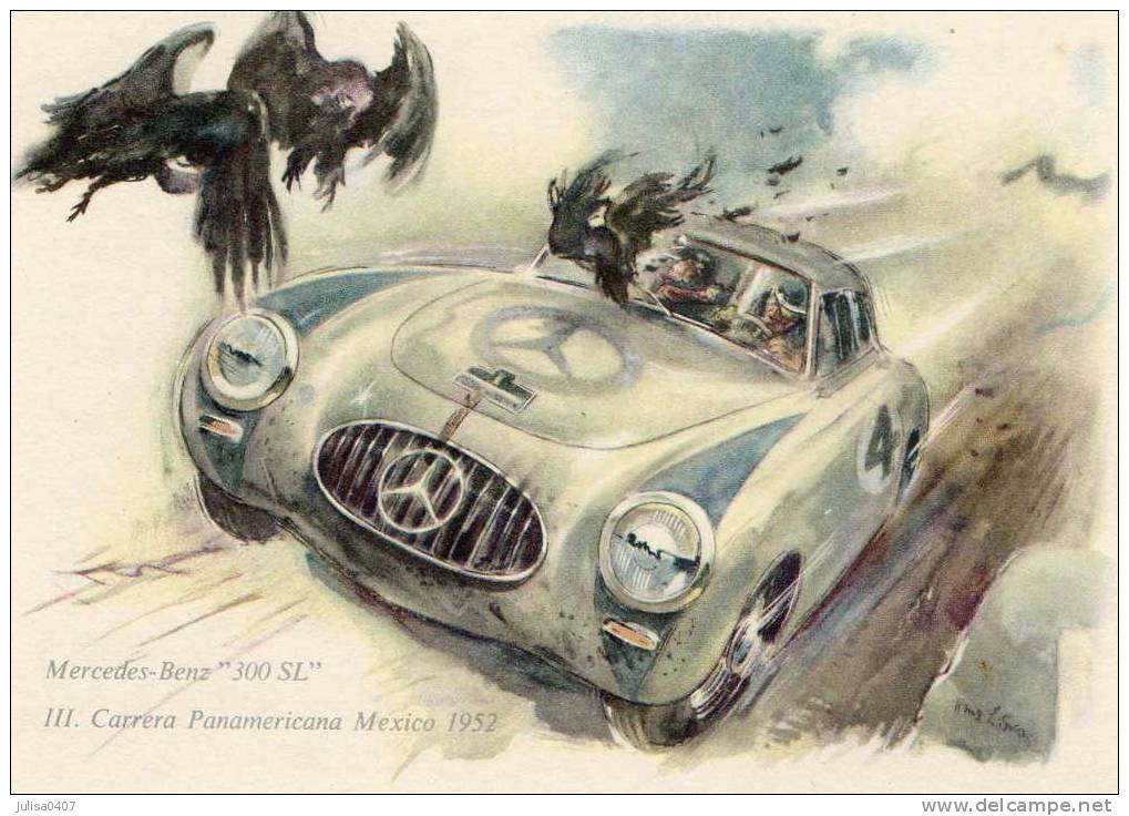 MERCEDES 300 SL Carte Illustrée Carrera Panamericana Mexico 1952 - Andere & Zonder Classificatie