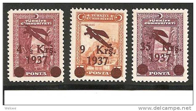 Tur Mi.Nr. 1016-18// -  TÜRKEI - Flugzeug Zudruck 1937 **  MNH - Luftpost