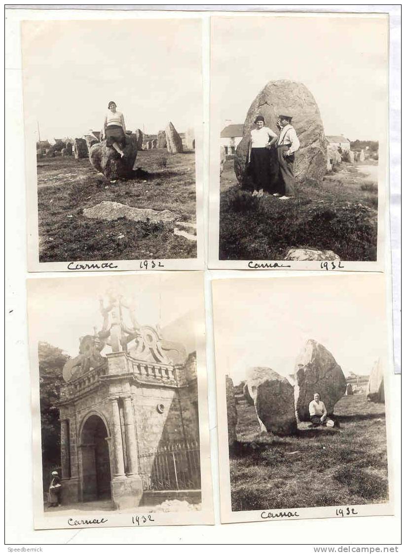 14898- Quatre 4 Photographies   (pas Cpa) 6x4cm Environ - 1932 . Carnac - Menhir - Carnac