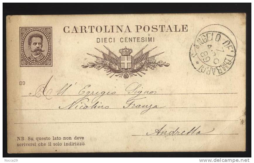 INTERO DEL 1889 DA S.ANGELO DEI LOMBARDI  X ANDRETTA(INT38) - Stamped Stationery