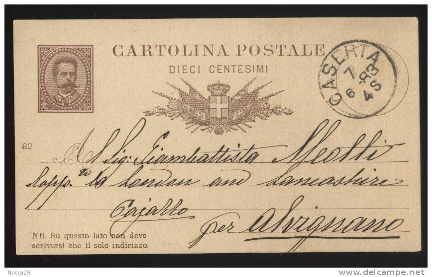 INTERO DEL 1883 DA CASERTA PER ALVIGNANO (INT79) - Stamped Stationery