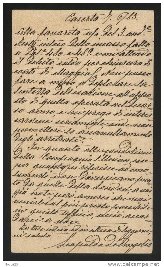 INTERO DEL 1883 DA CASERTA PER ALVIGNANO (INT79) - Stamped Stationery