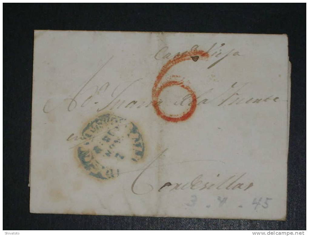 (938) Stampless Cover 1845 Taxed 6 - ...-1850 Préphilatélie
