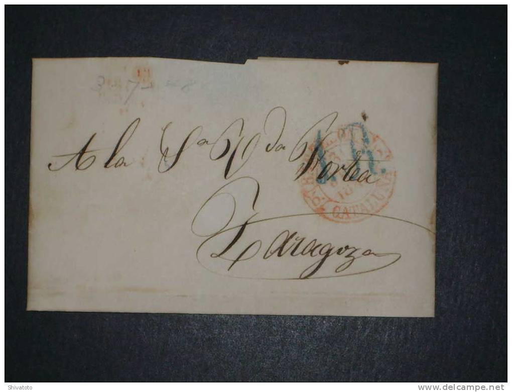 (950) Stampless Cover From  Barcelona To Zaragoza 1848 – No Letter - ...-1850 Prefilatelia