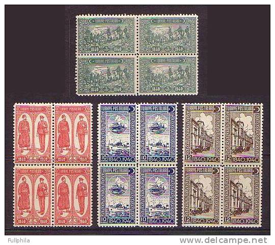 1940 TURKEY THE 100TH ANNIVERSARY OF THE POST BLOCK OF 4 MNH ** - Neufs