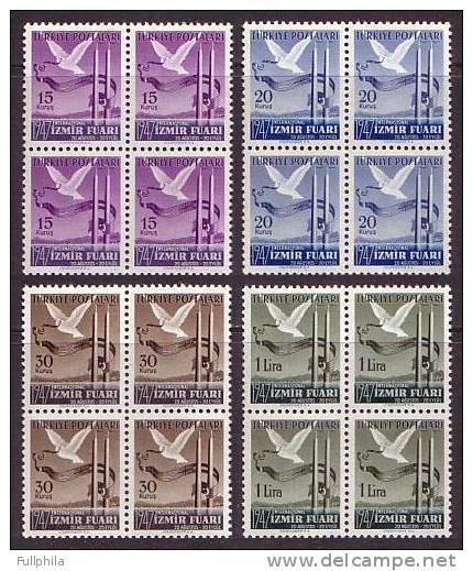 1947 TURKEY THE IZMIR INTERNATIONAL FAIR BLOCK OF 4 MNH ** - Unused Stamps