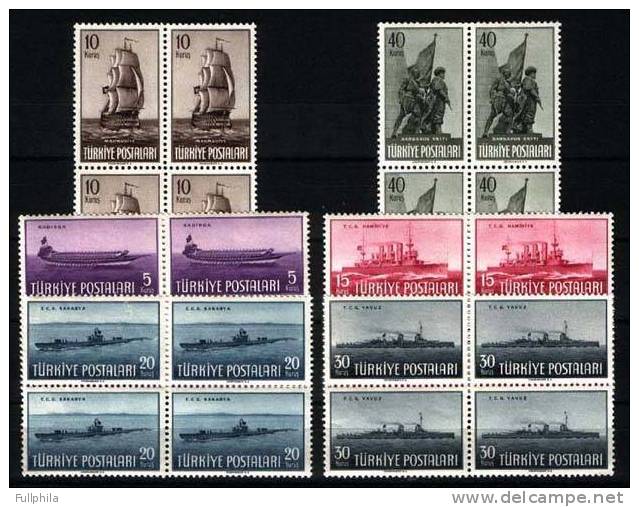 1949 TURKEY 1ST OF JULY THE FLEET DAY SHIPS BLOCK OF 4 MNH ** - Neufs