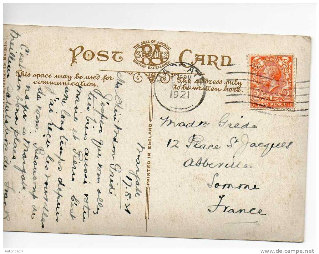 GRANDE-BRETAGNE / GREAT BRITAIN - 1921- POSTAL KINGSGATE CASTLE  MA?CATE À ABBEVILLE AVEC YT 142 - Storia Postale