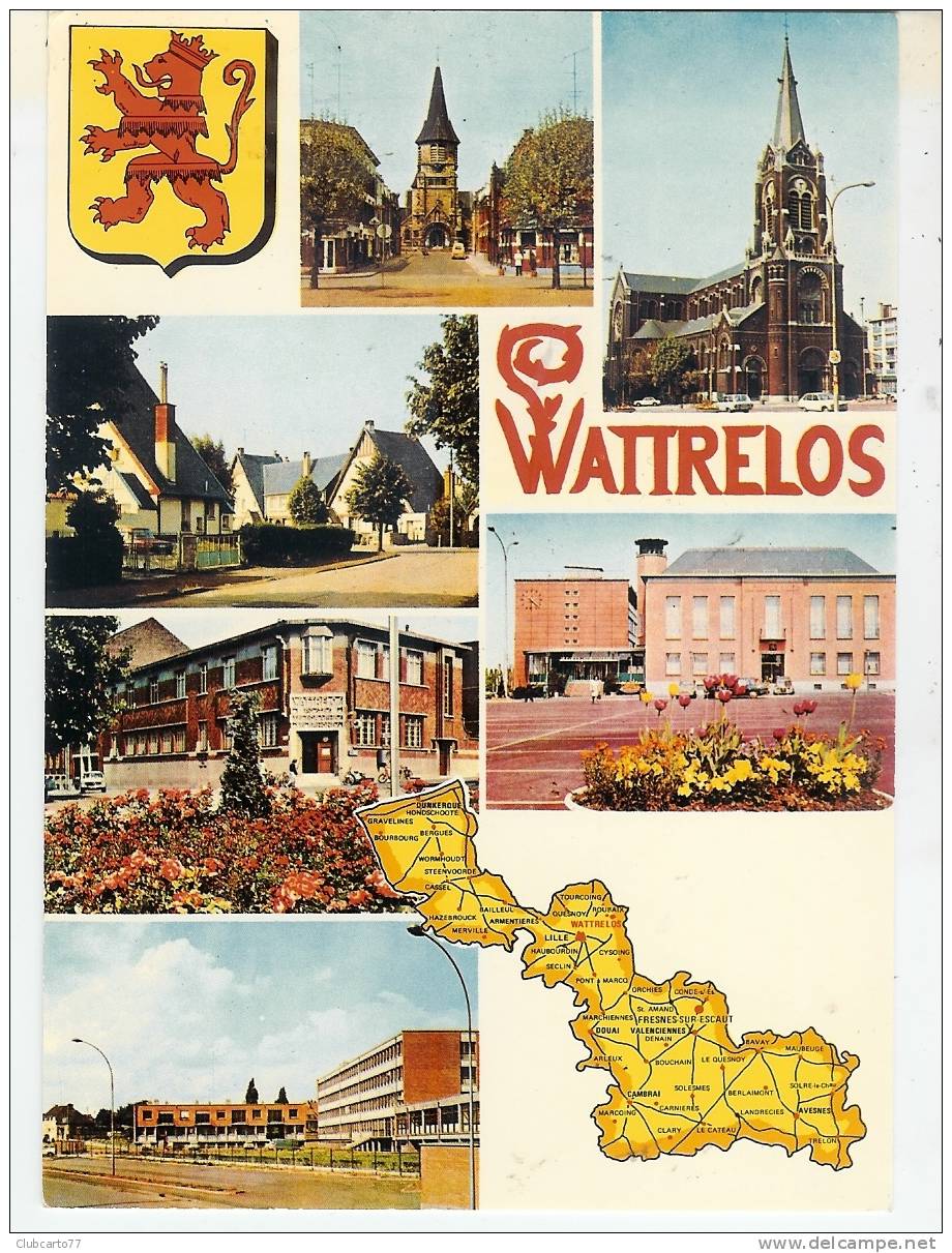 Wattrelos (59) : 6 Vues Dont Rue, Poste, école Environ 1970 (animé); - Wattrelos