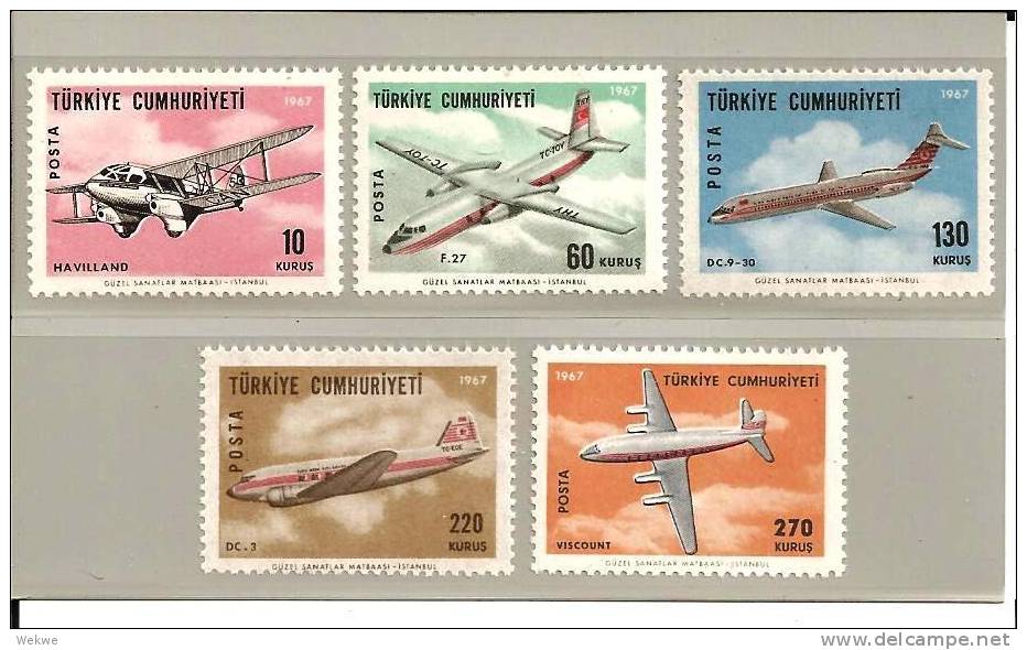 Tur Mi.Nr. 2046-50// -  TÜRKEI - Flugzeuge Der Türkischen Fluglinie 1967 **MNH - Airmail