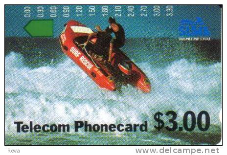 AUSTRALIA $3 FIRST TRIAL CARDS GEELONG 1989  LIFESAVER  ON  SPEEDBOAT AUS-005 READ DESCRIPTION !! - Australie