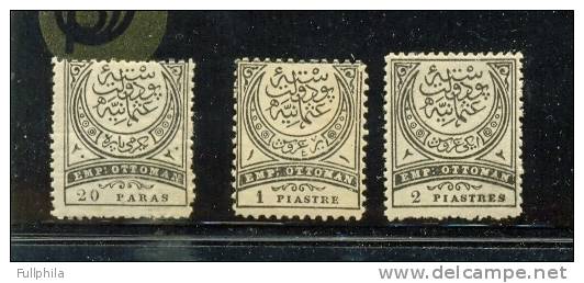 1888 CRESCENT EMPIRE OTTOMAN POSTAGE DUE STAMPS MICHEL: P16A-P18A MH * - Nuevos