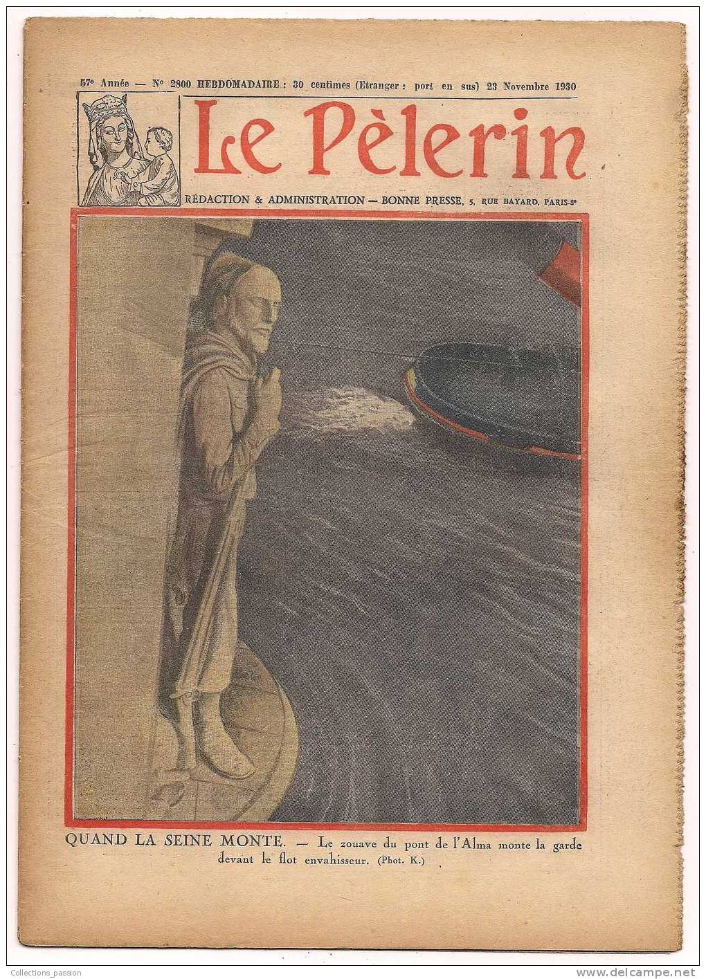 LE PELERIN N° 2800 , Quand La Seine Monte , Illustration CIP , L´Envers De Paris - 1900 - 1949