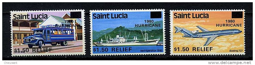 Ste Lucie ** N° 520 à 522 - Au Bénéfice Des Sinistrés De L'ouragan - St.Lucie (1979-...)