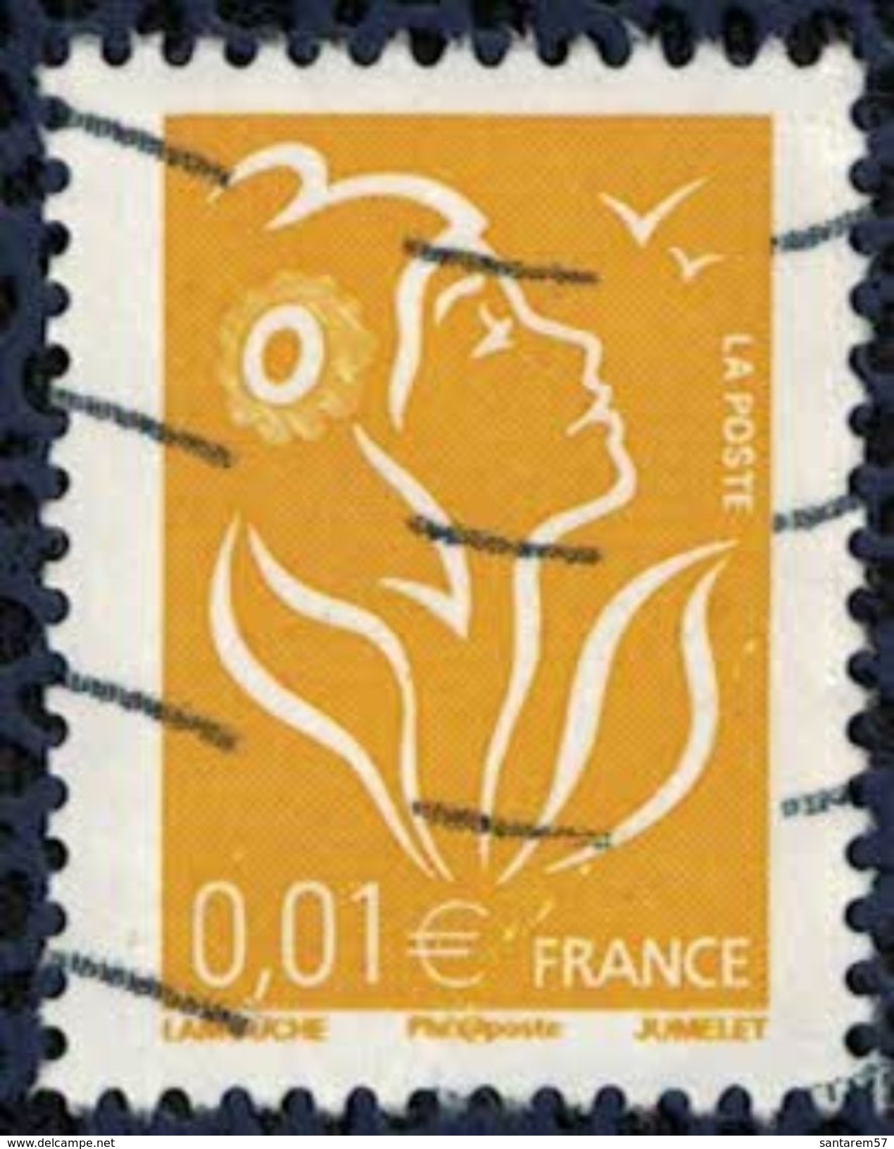 France 2005 Oblitéré Used Marianne De Lamouche Jaune 0,01 Eur Y&T 3731 - 2004-2008 Maríanne De Lamouche