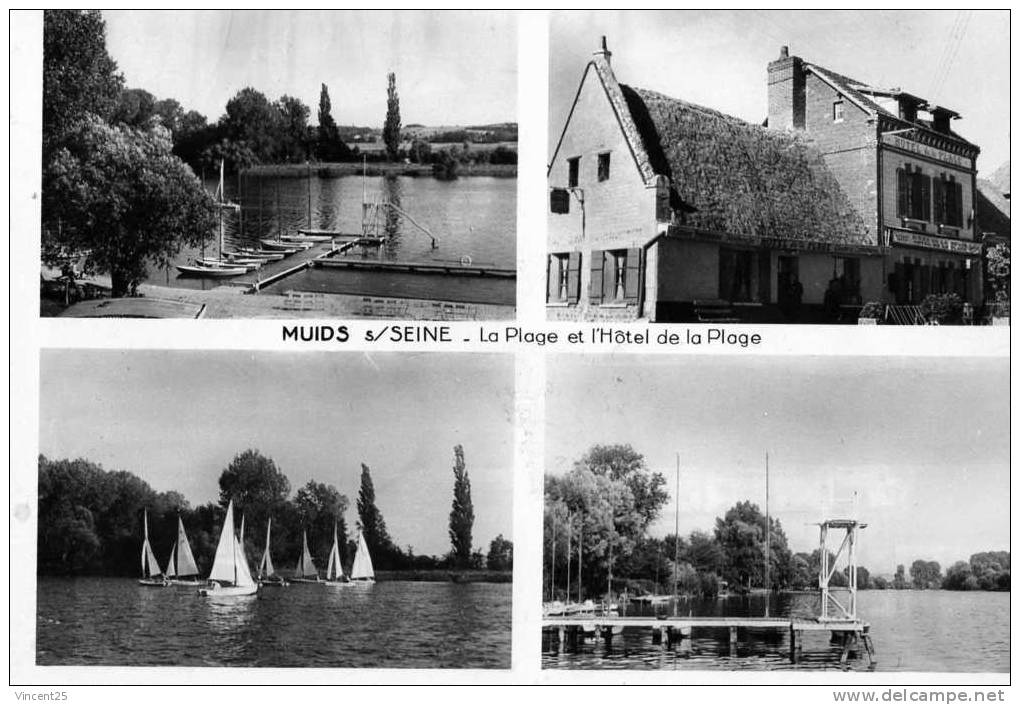 MUIDS SUR SEINE HOTEL DE LA PLAGE  PHOTO VERITABLE EURE 1950 NORMANDIE - Muids