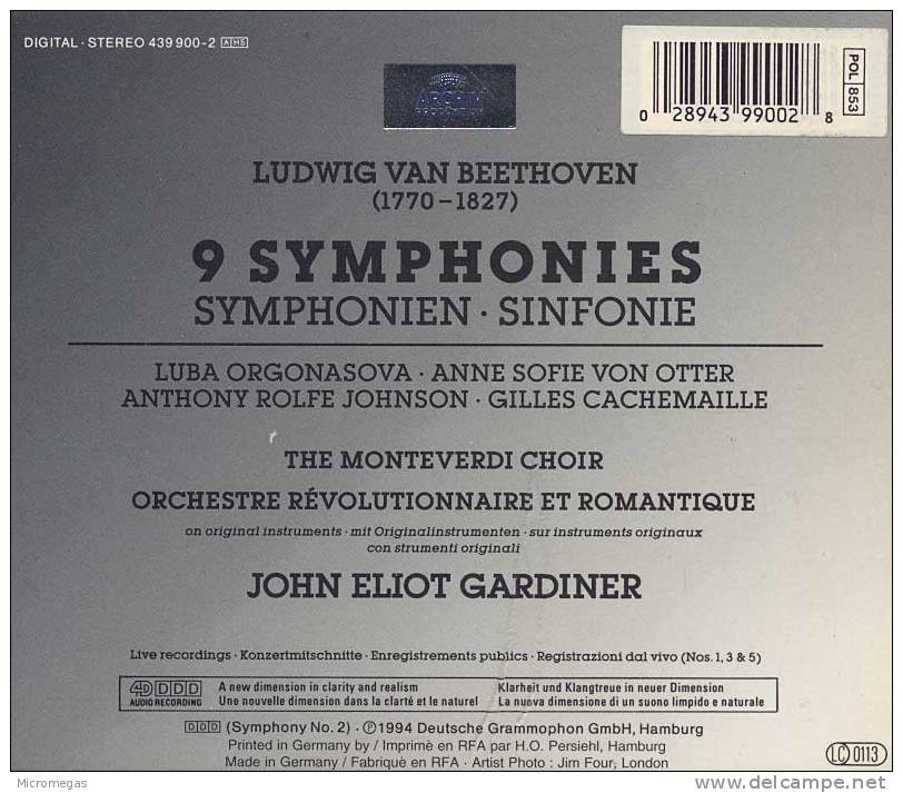 Beethoven : Les 9 Symphonies, Gardiner - Klassik