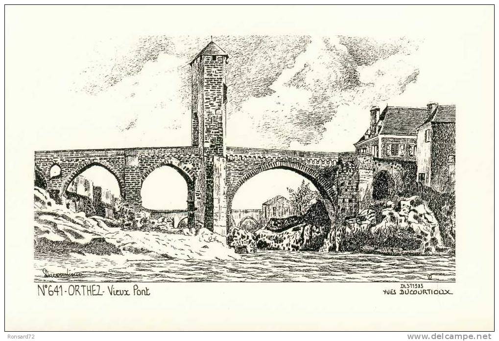 64 ORTHEZ - Vieux Pont  - Illustration Yves Ducourtioux - Orthez