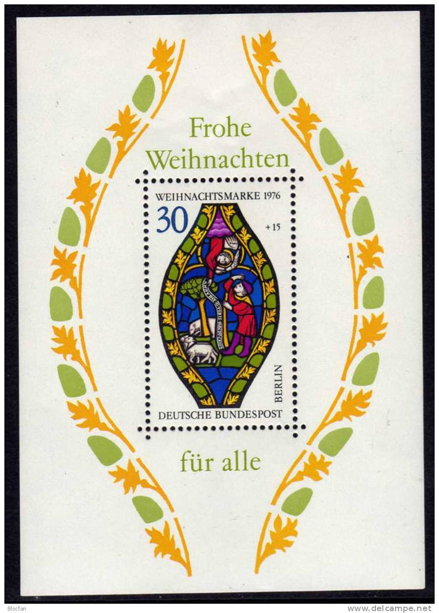 Marienfenster Weihnachten 1976 Berlin 528 + Block 5 ** 2€ - Verres & Vitraux