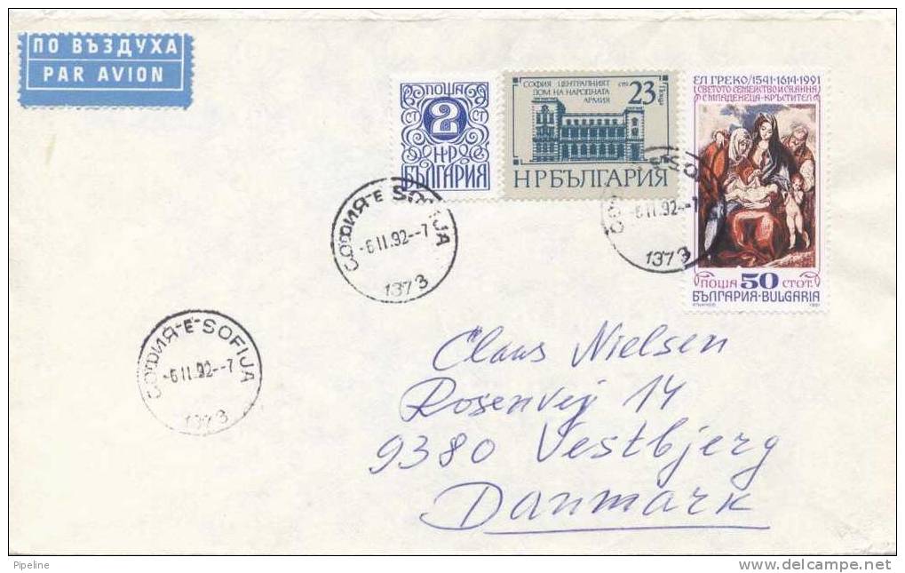 Bulgaria Cover Sent Air Mail To Denmark 6-11-1992 - Briefe U. Dokumente