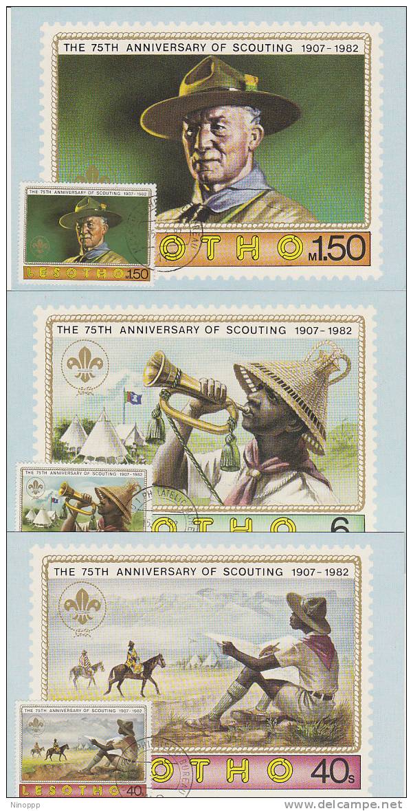 Lesotho-1982 75th Anniversary Of Scouting Set 6 Maximum Cards - Other & Unclassified