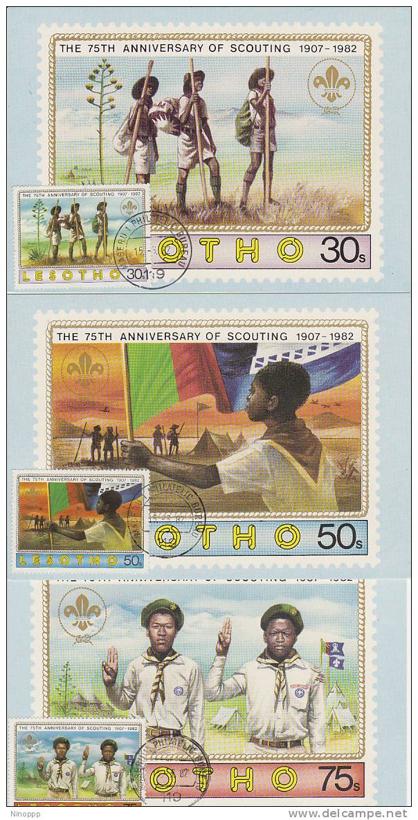 Lesotho-1982 75th Anniversary Of Scouting Set 6 Maximum Cards - Other & Unclassified